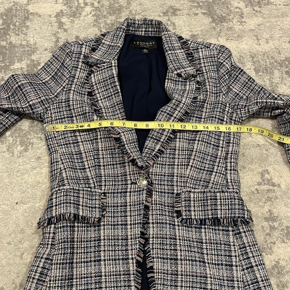 New Laundry by Shelli Segal Tweed Blazer with Fringe Detail Jacket Sz XS - Picture 10 of 16